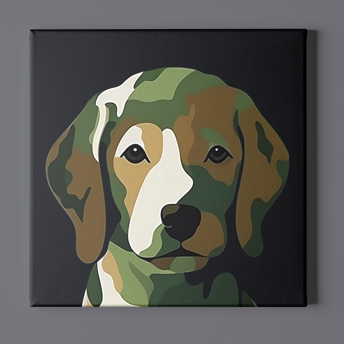 Camo Puppy Wall Art | Puppy Wall Canvas