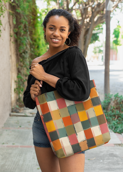 Checkered Tote Bag | Colorful Designer Tote